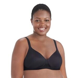 NWT Vanity Fair 42D Breathable Luxe Full Figure Wirefree Bra 71265 Black 121451